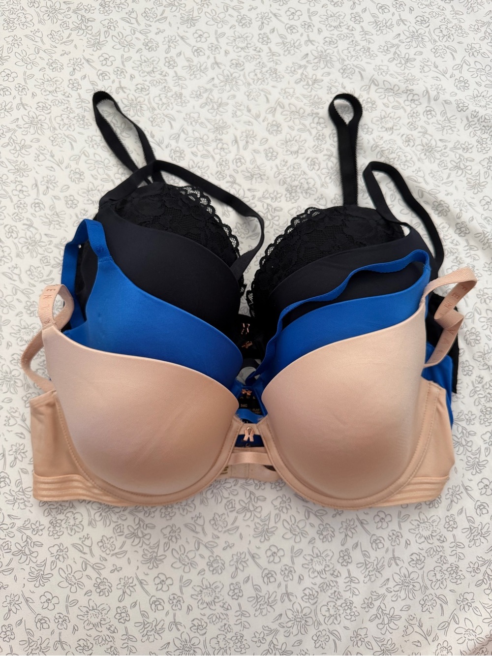 Everyday T-Shirt Bra Pack - Nude, Blue & Black